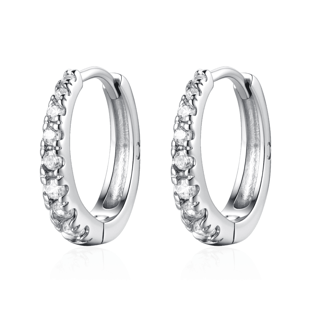 Pendientes Aros Brillo Blanco - LePetiteMarie
