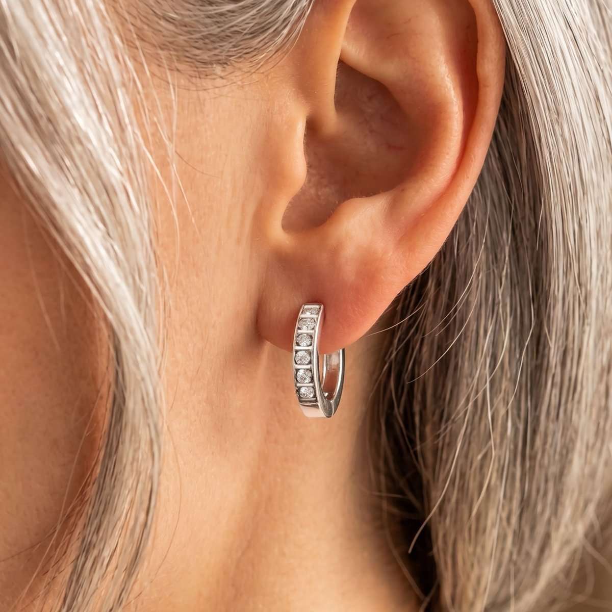 Pendientes Aros Circonitas Blancas - LePetiteMarie