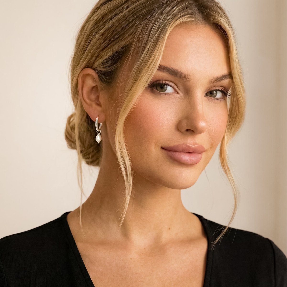 Pendientes Aros Perla Asimétrica - LePetiteMarie