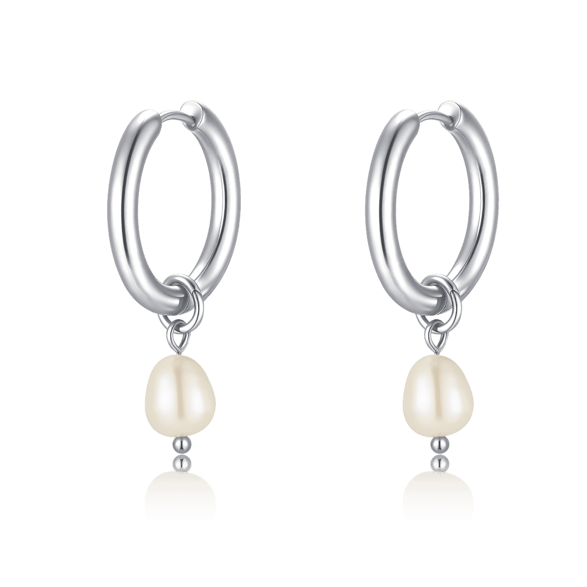 Pendientes Aros Perla Asimétrica - LePetiteMarie