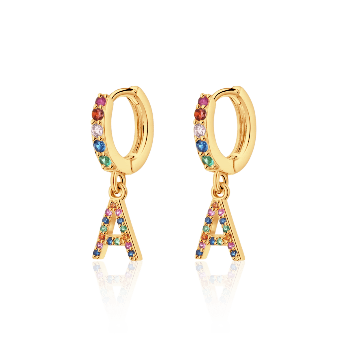 Pendientes Inicial Rainbow - Hoops - LePetiteMarie