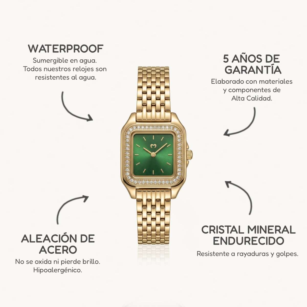 Reloj ~ Hampton Lux Gold - Green - LePetiteMarie