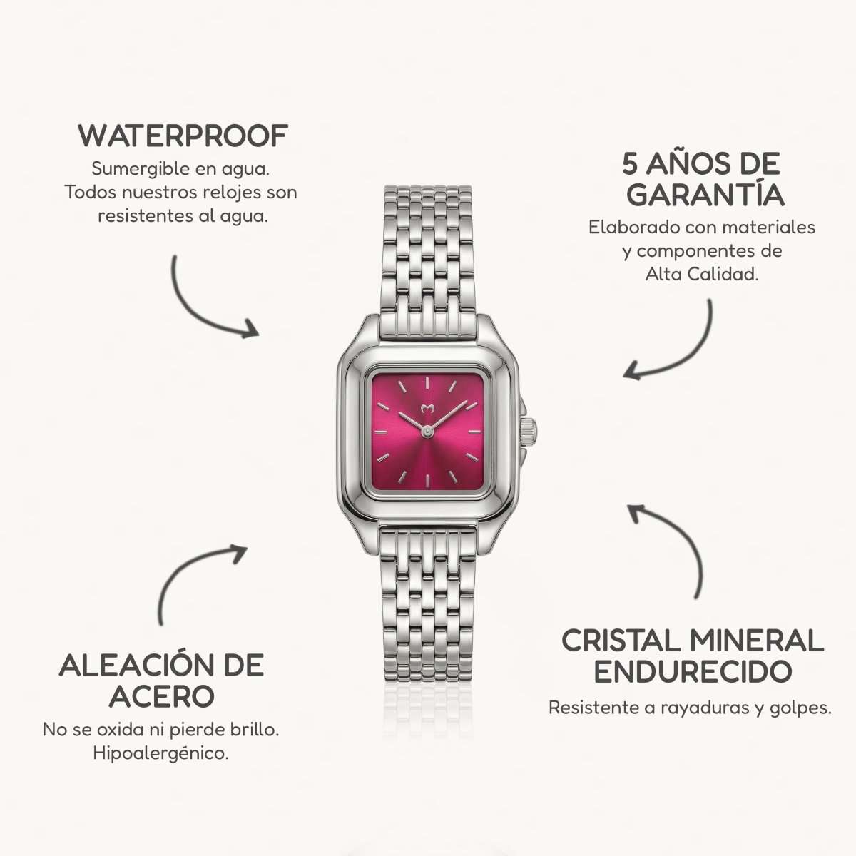 Reloj ~ Hampton Silver - Garnet - LePetiteMarie