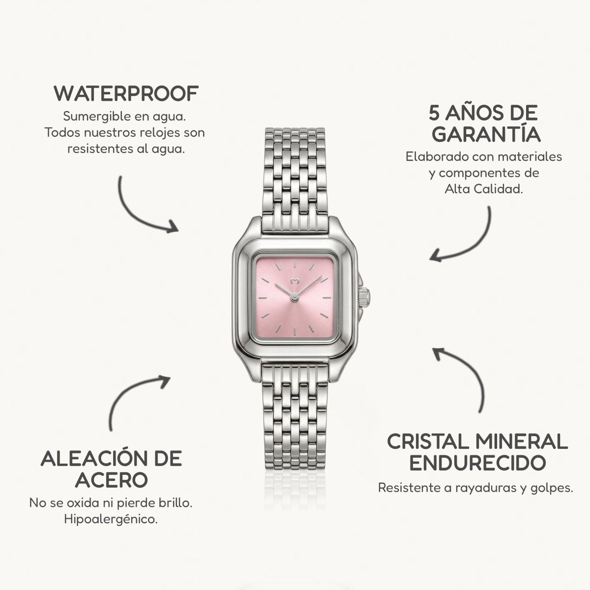 Reloj ~ Hampton Silver - Pink - LePetiteMarie