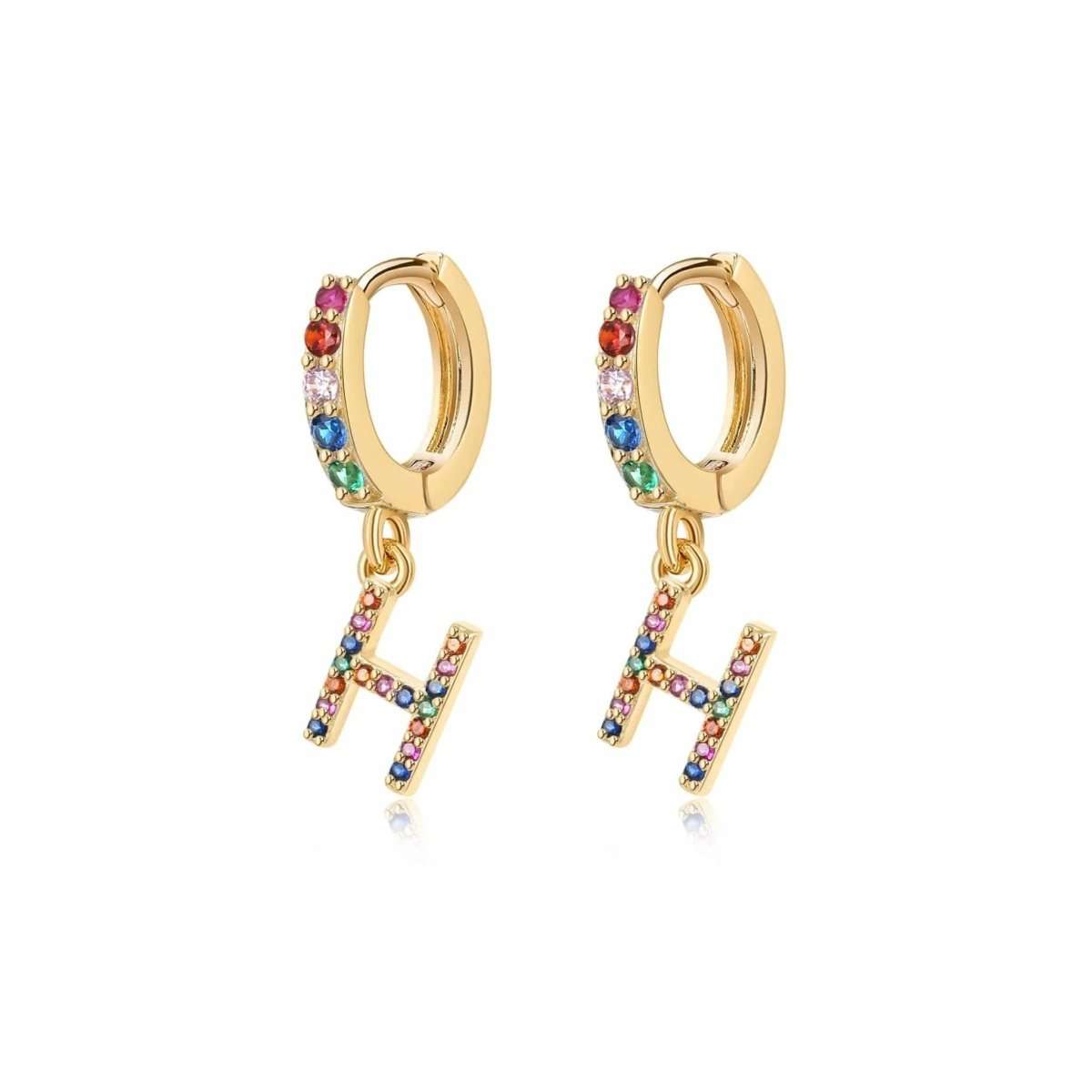 Pendientes Inicial Rainbow - Hoops - LePetiteMarie