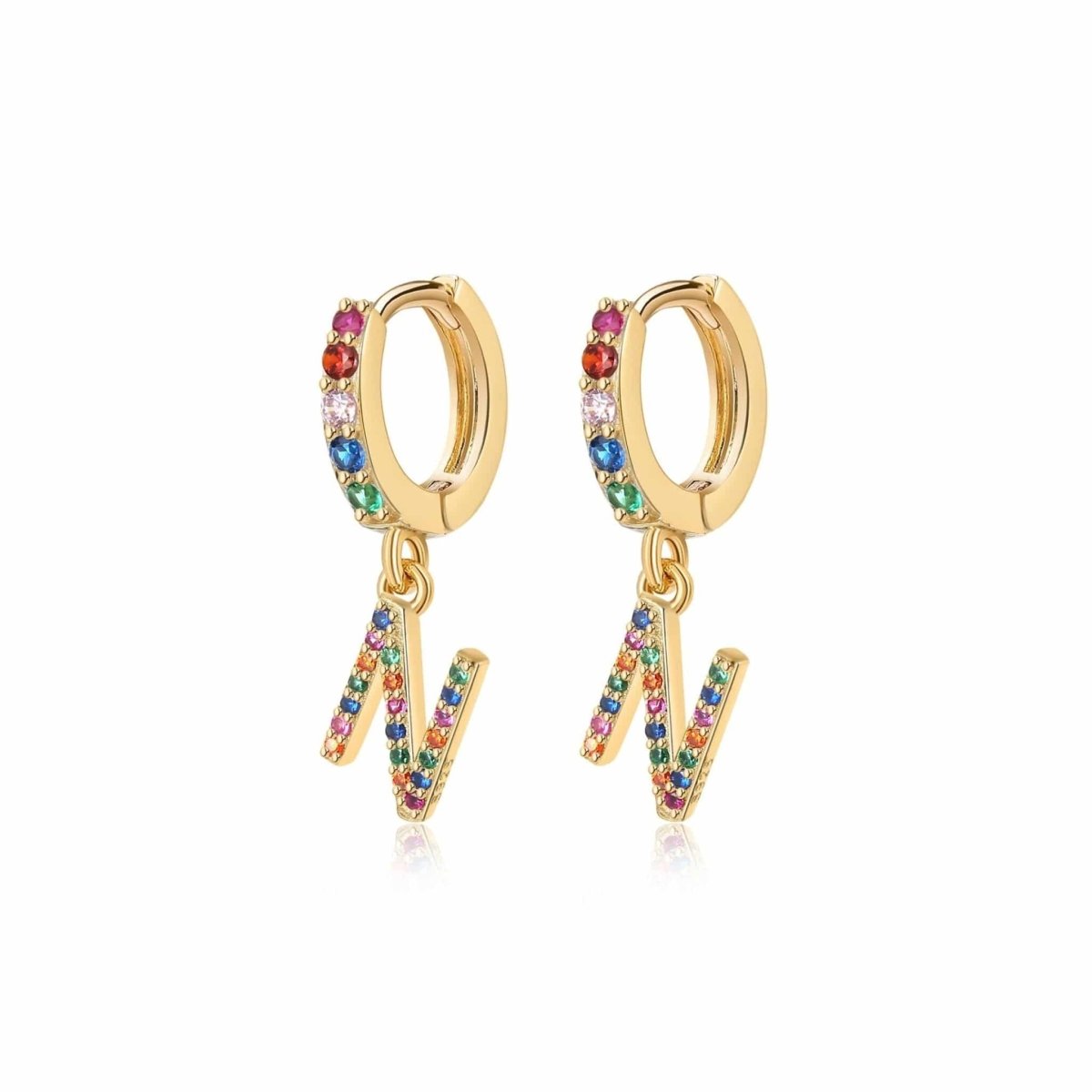 Pendientes Inicial Rainbow - Hoops - LePetiteMarie