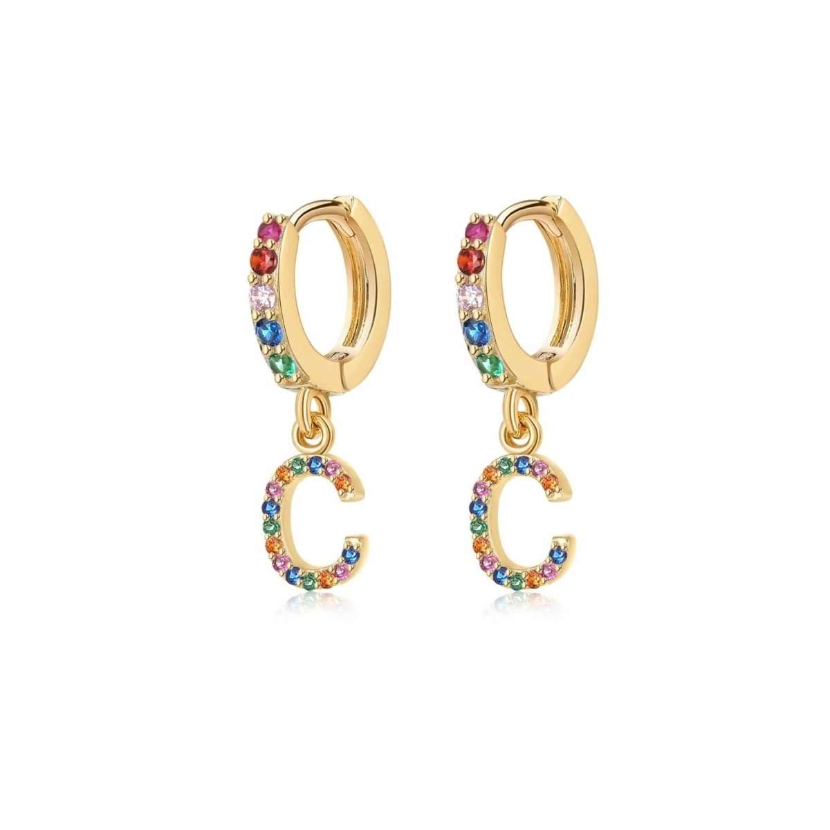 Pendientes Inicial Rainbow - Hoops - LePetiteMarie