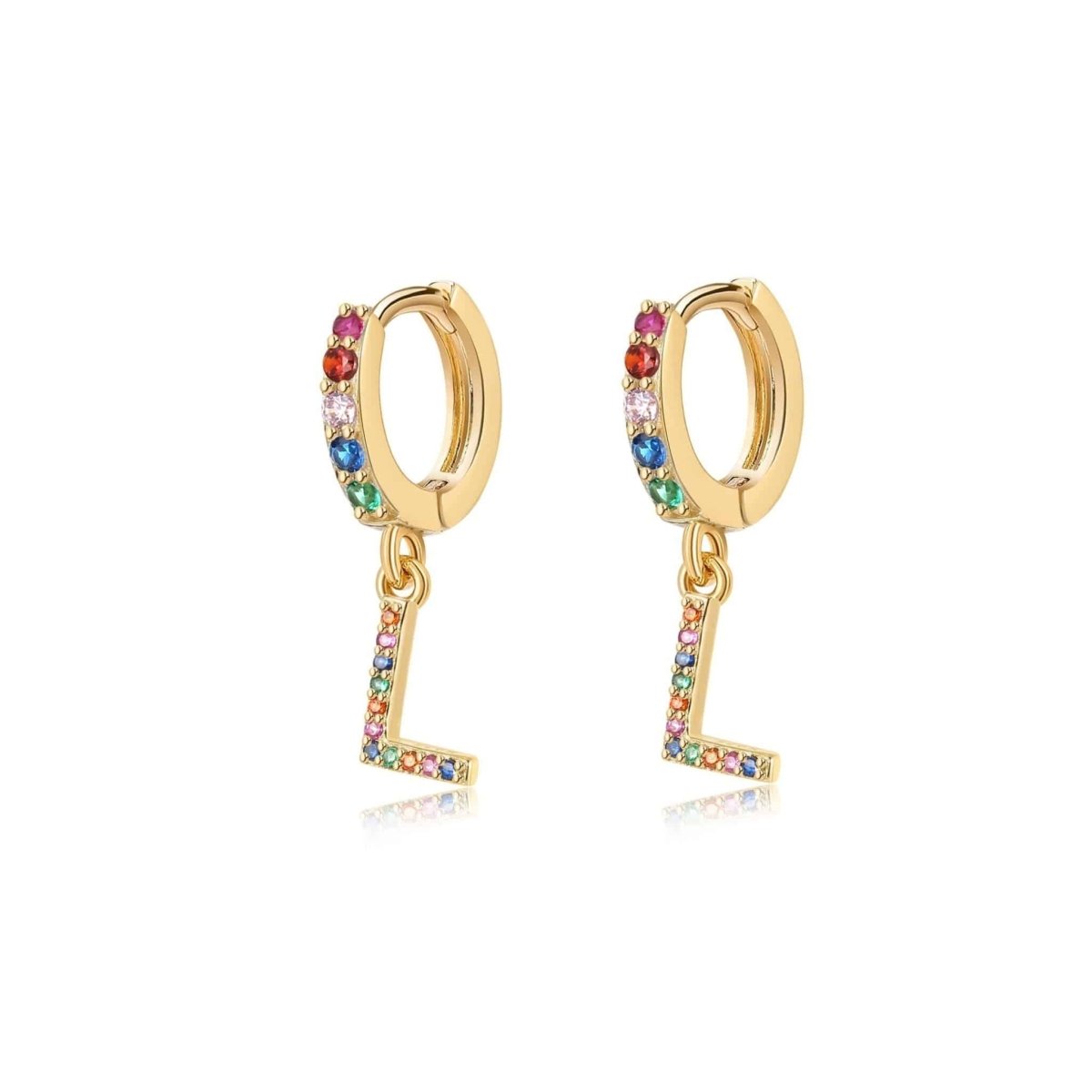 Pendientes Inicial Rainbow - Hoops - LePetiteMarie