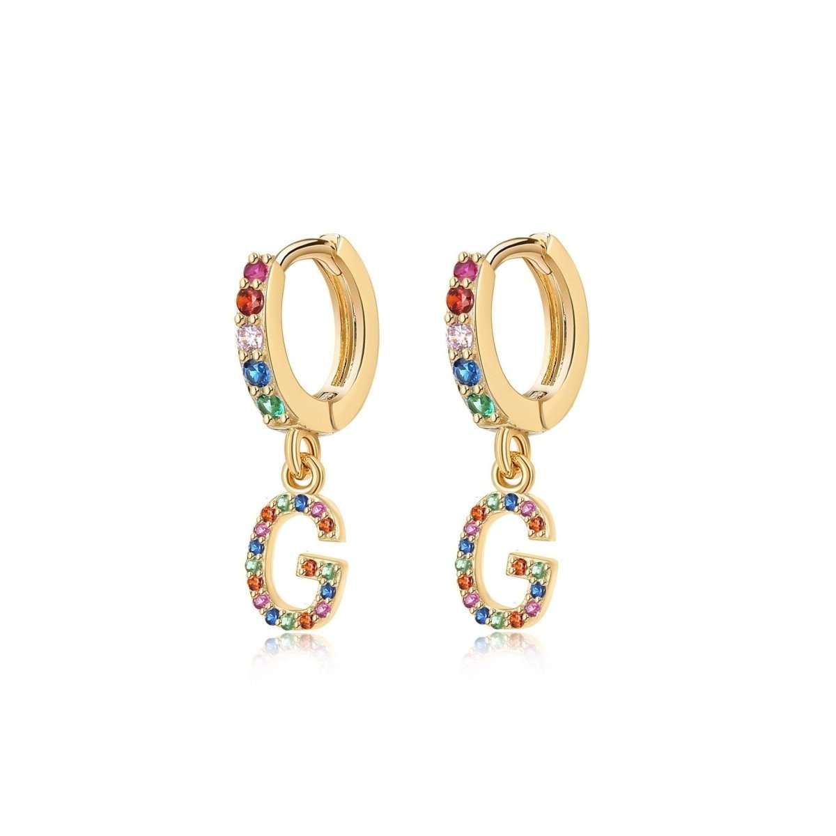 Pendientes Inicial Rainbow - Hoops - LePetiteMarie