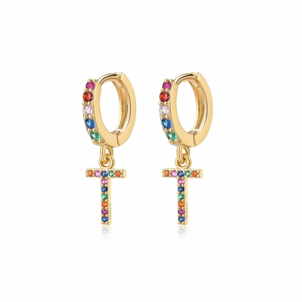 Pendientes Inicial Rainbow - Hoops - LePetiteMarie