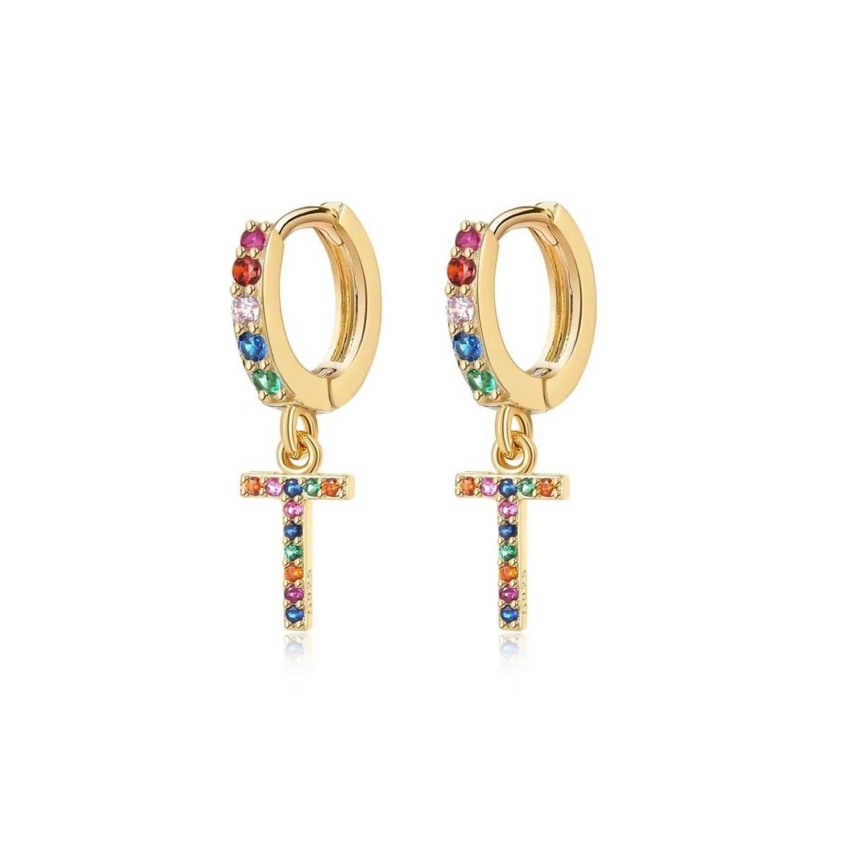 Pendientes Inicial Rainbow - Hoops - LePetiteMarie