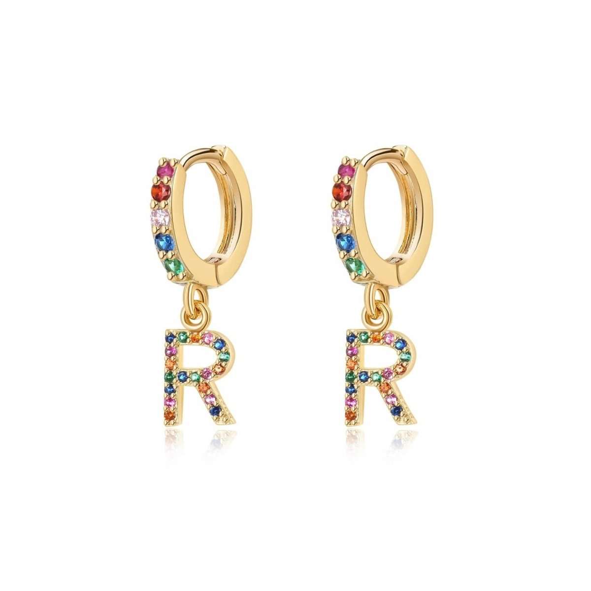 Pendientes Inicial Rainbow - Hoops - LePetiteMarie