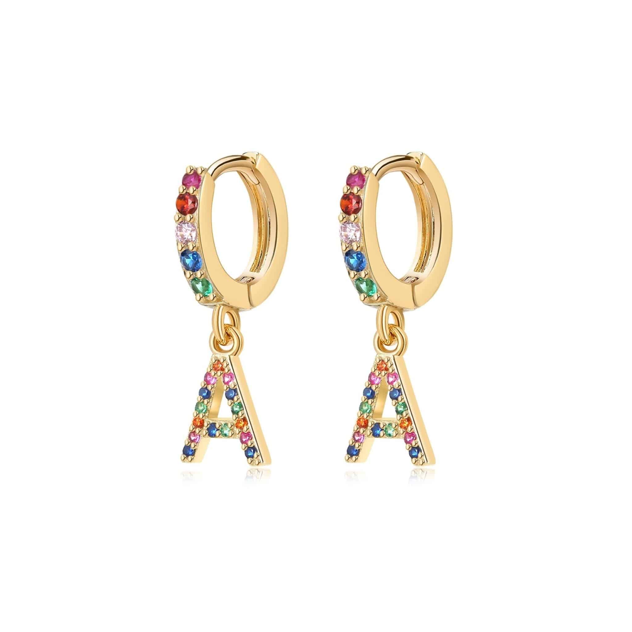 Pendientes "Inicial Rainbow-Hoops" - LePetiteMarie