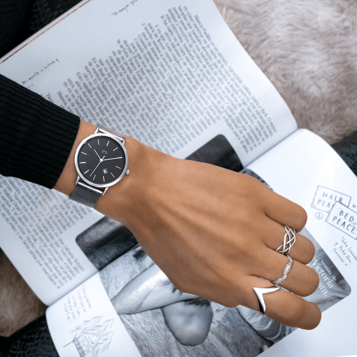 Reloj Petite Marie ~ SilverBlack - LePetiteMarie