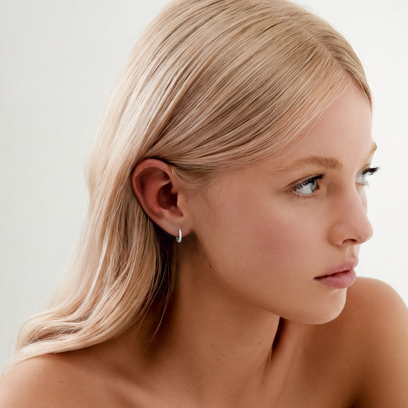 Pendientes Aros Brillo Blanco