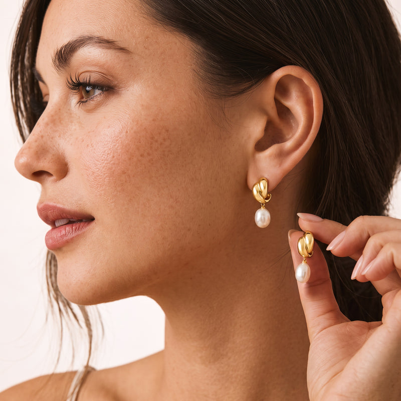 Pendientes Semiaro Perla Óvalo