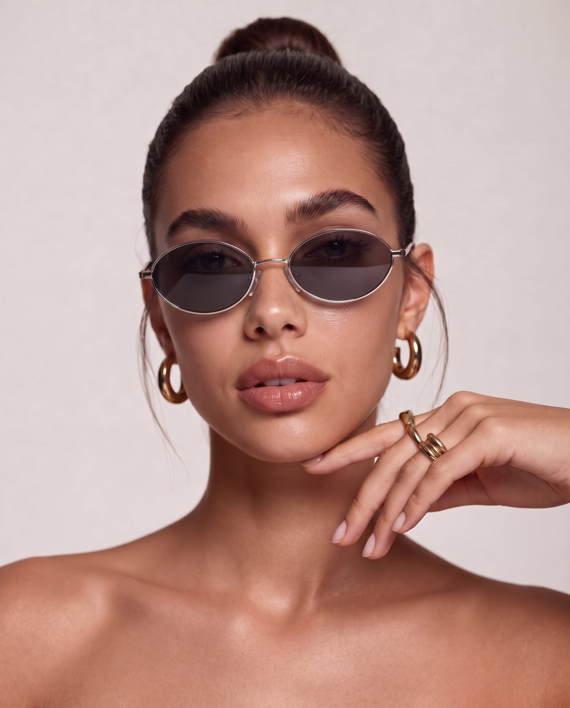 Gafas de Sol Mujer Loop ~ Plata-Negra