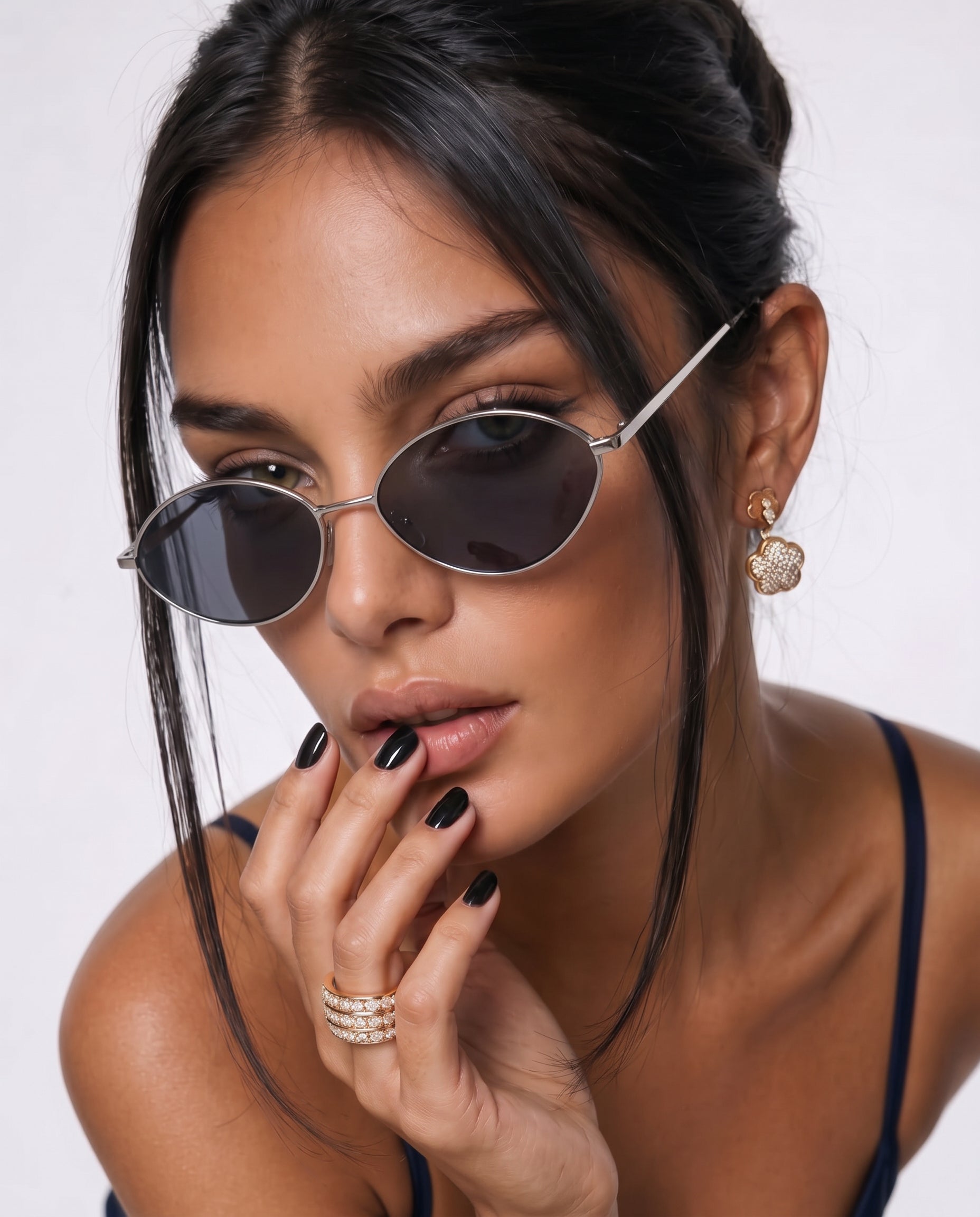 Gafas de Sol Mujer Loop ~ Plata-Negra
