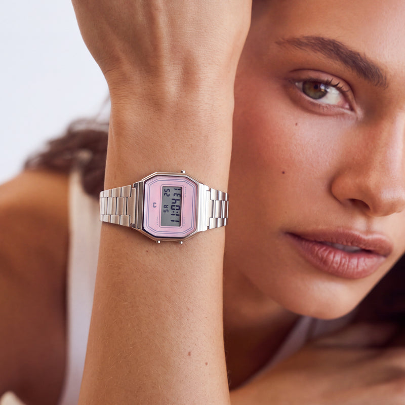 Reloj Digital Vintage ~ Silver-Pink