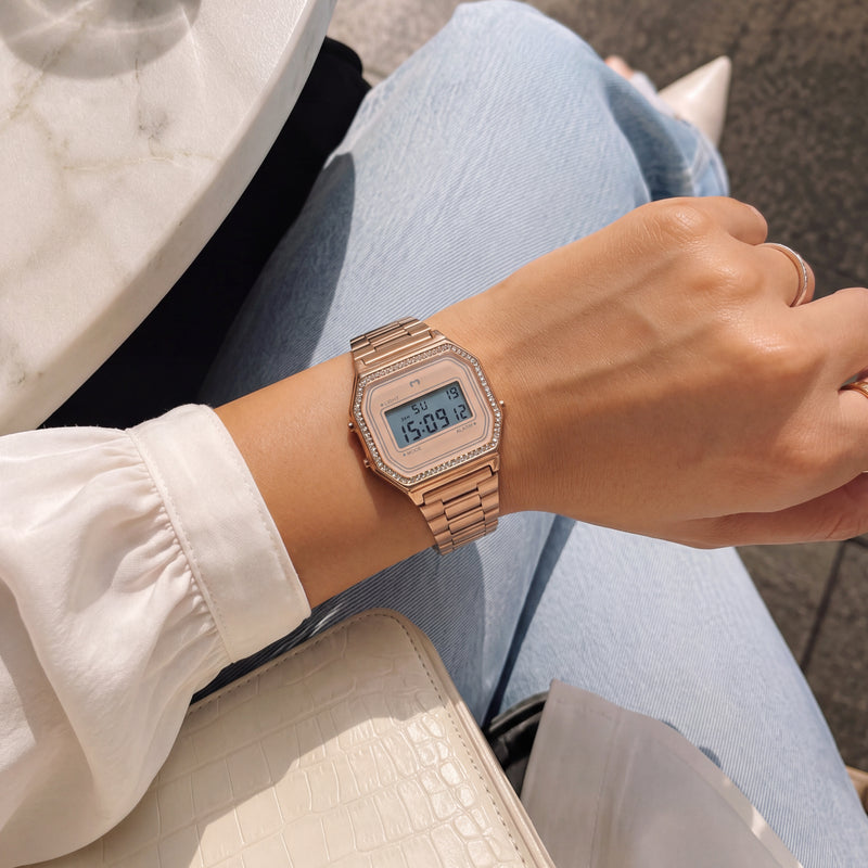 Reloj Digital Vintage Brillo ~ Rose Gold