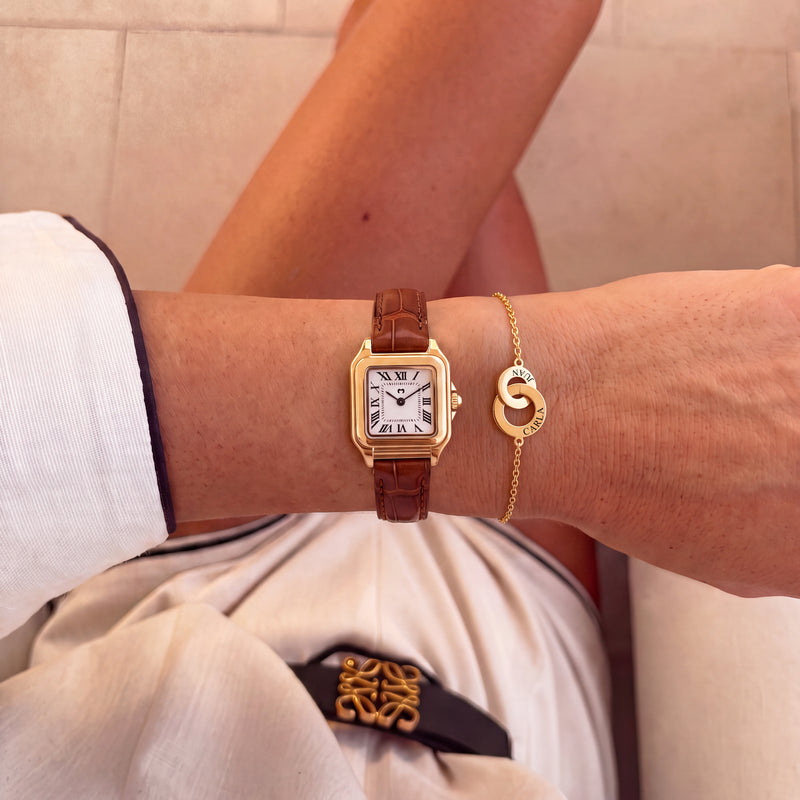 Reloj ~ Europa CUERO Gold-White