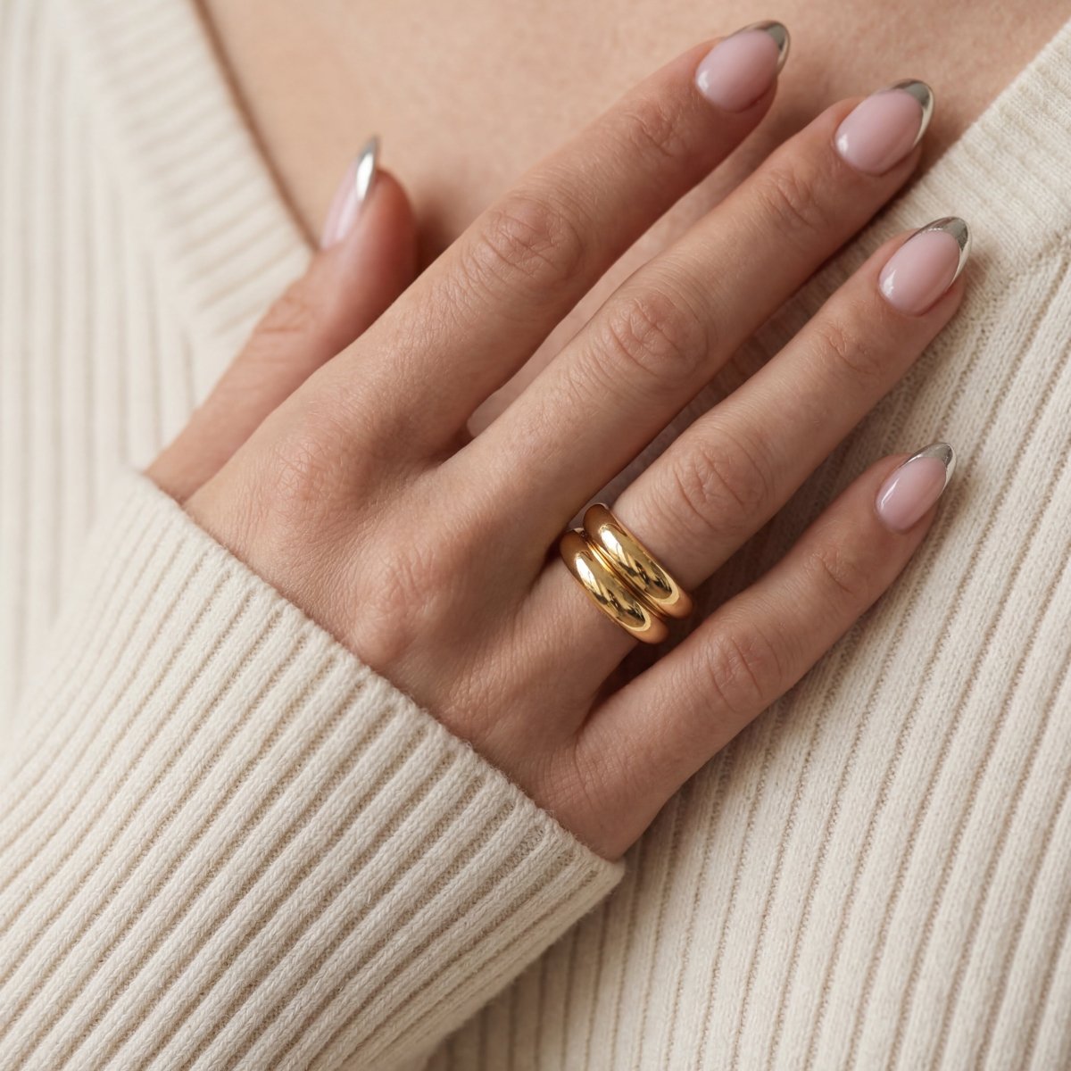 Anillo Doble Relieve Fino - LePetiteMarie