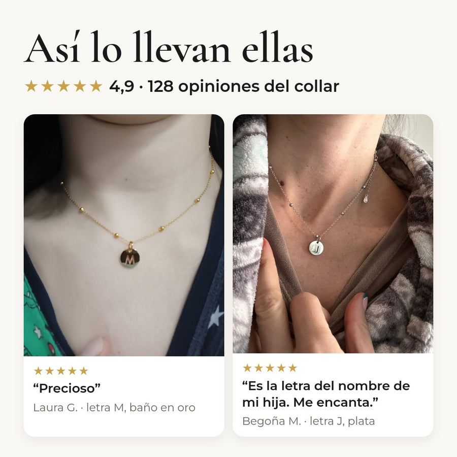 Fotos reales de clientas con el Collar Círculo Inicial: 4,9 en 128 opiniones