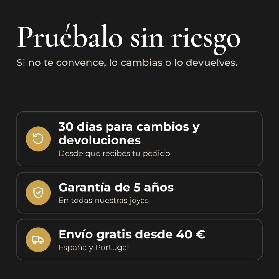 Pruébalo sin riesgo: 30 días para cambios y devoluciones, garantía de 5 años y envío gratis desde 40 euros