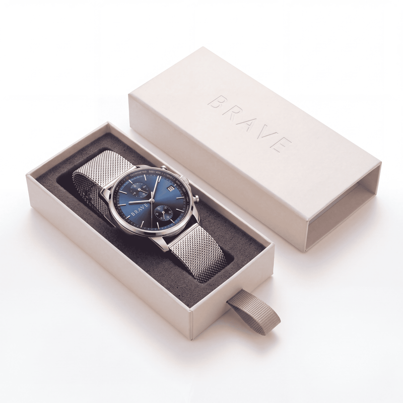 Reloj BRAVE ~ Atlantis Silver-Dark Blue