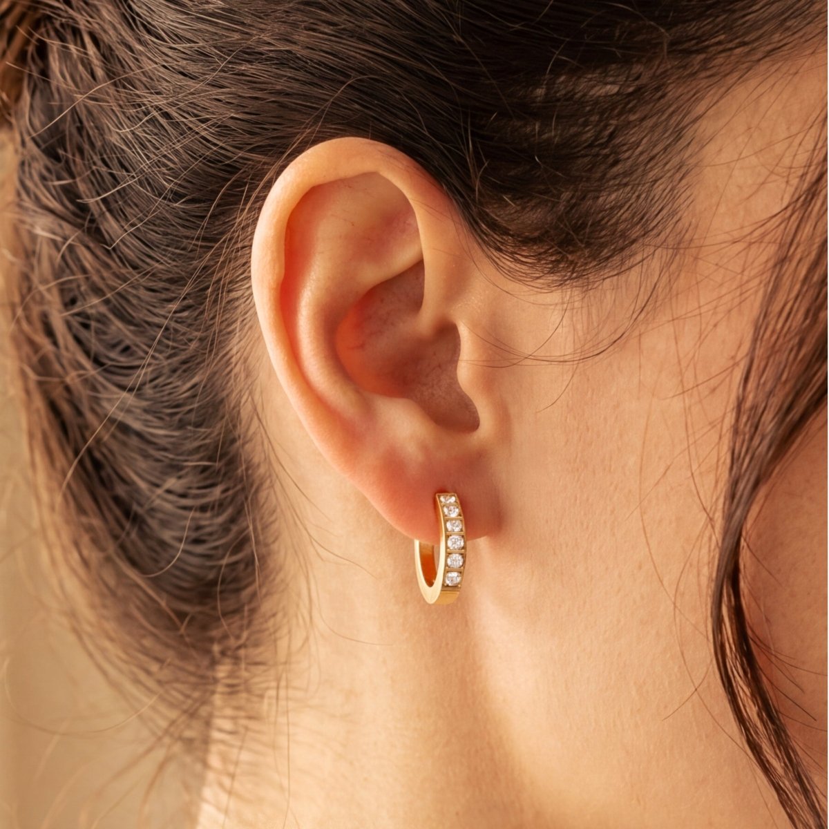 Pendientes Aros Circonitas Blancas - LePetiteMarie