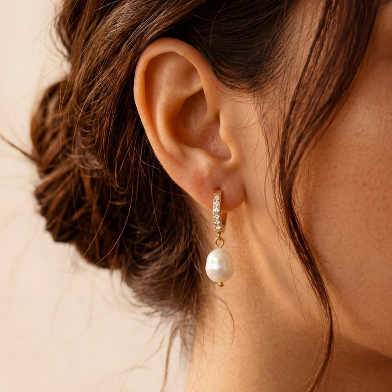 Pendientes Aros Perla Matices - LePetiteMarie