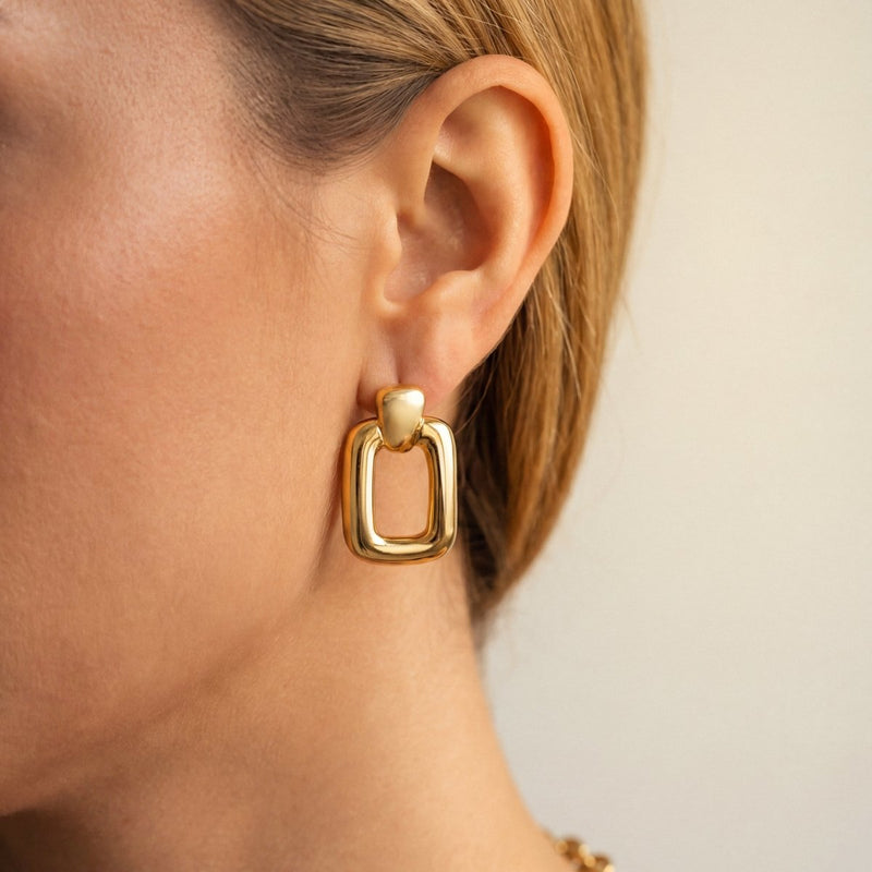 Pendientes Aros Rectangulares - LePetiteMarie