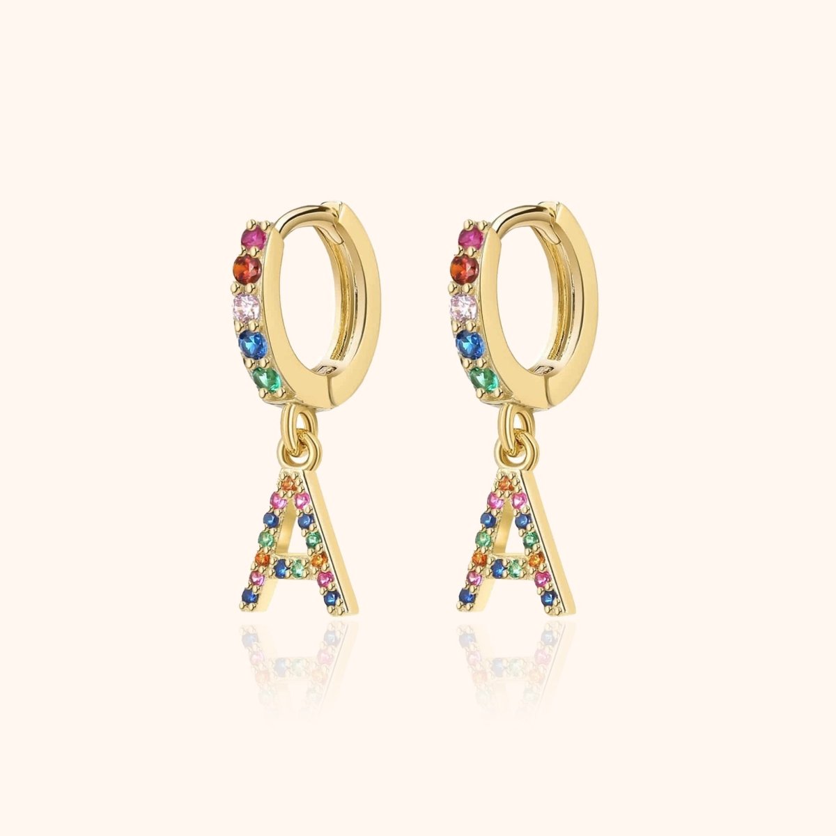 Pendientes Inicial Rainbow-Hoops - LePetiteMarie