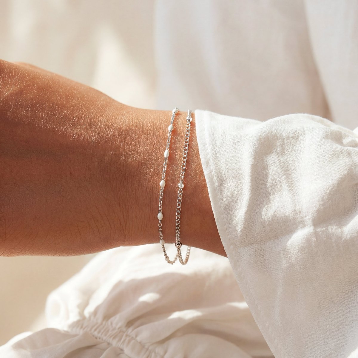 Pulsera Cuentas Blancas - LePetiteMarie