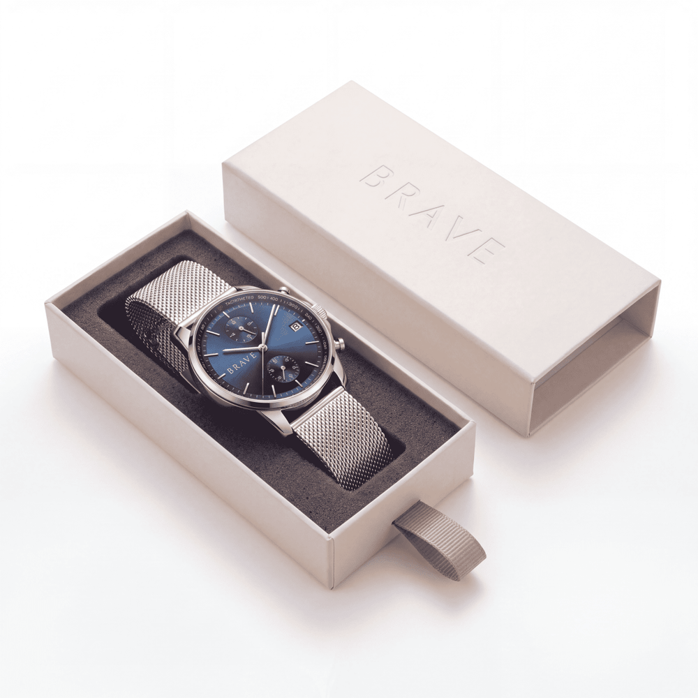 Reloj BRAVE ~ Atlantis Silver-Dark Blue