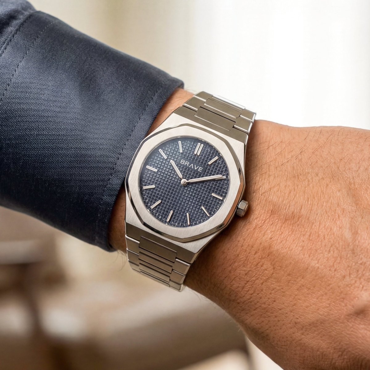 Reloj BRAVE ~ Empire Silver - Navy - LePetiteMarie