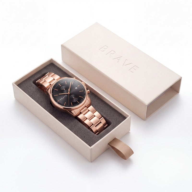 Relógio BRAVE ~ Monarca Rose Gold-Black