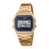 Reloj Digital Vintage Brillo ~ Gold-Azul Marino