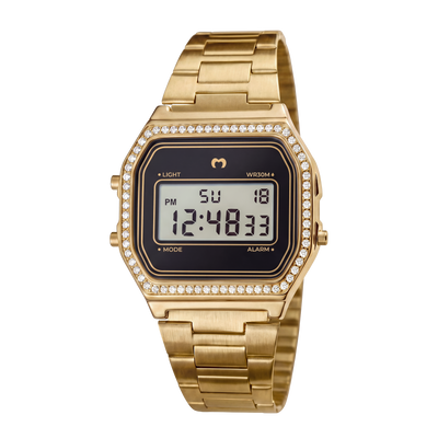 Reloj Digital Vintage Brillo ~ Gold-Black