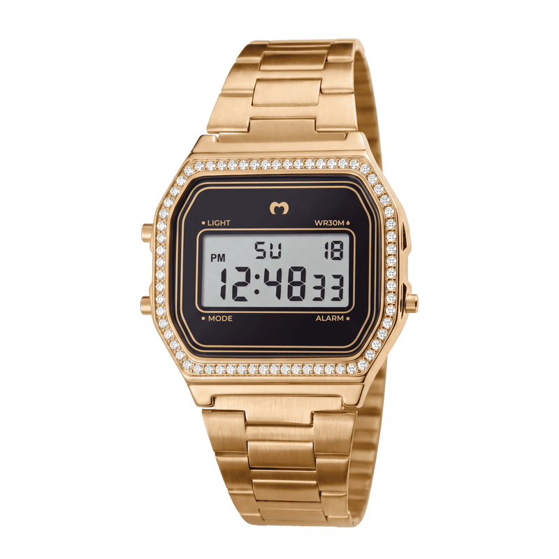 Reloj Digital Vintage Brillo ~ Gold-Black