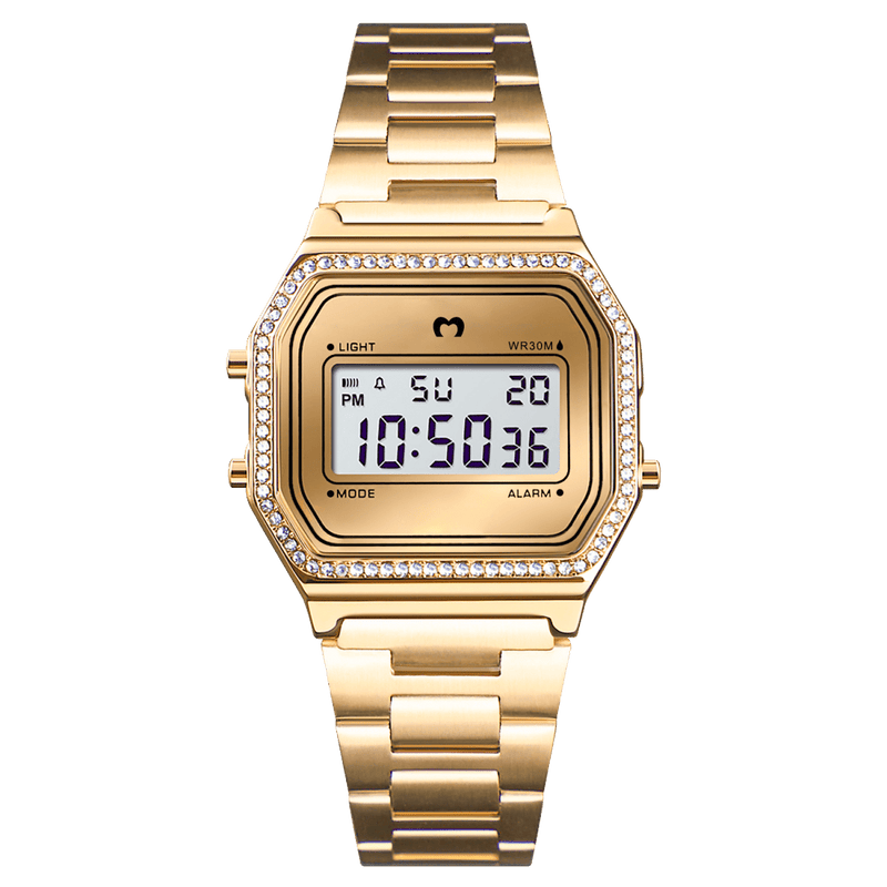 Reloj Digital Vintage Brillo ~ Oro