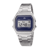 Reloj Digital Vintage Brillo ~ Silver-Azul Marino