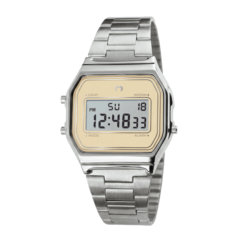 Reloj Digital Vintage ~ Silver-Beige