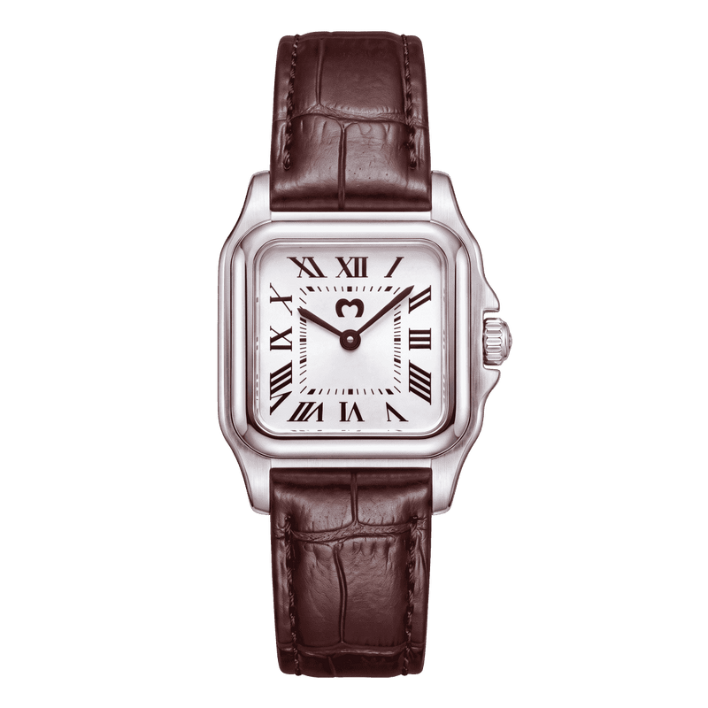 Reloj ~ Europa CUERO Marrón Silver-White
