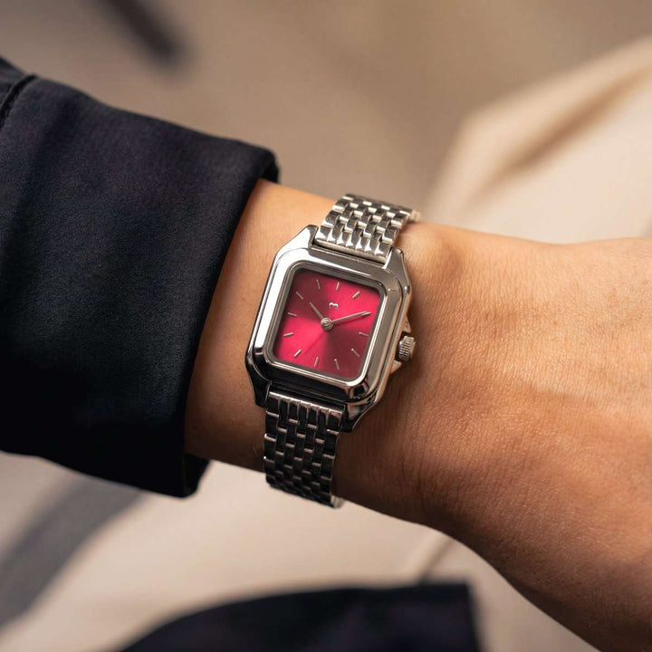 Reloj ~ Hampton Silver-Garnet