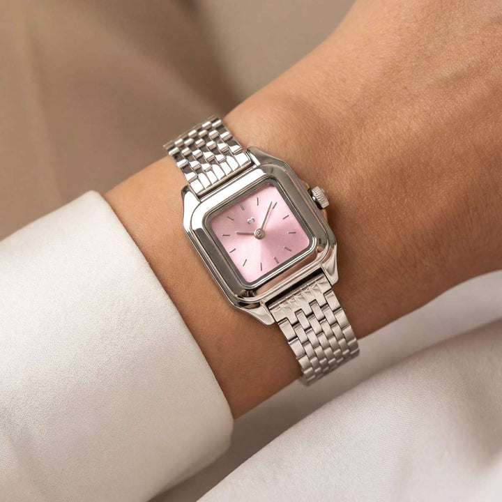 Reloj ~ Hampton Silver-Pink