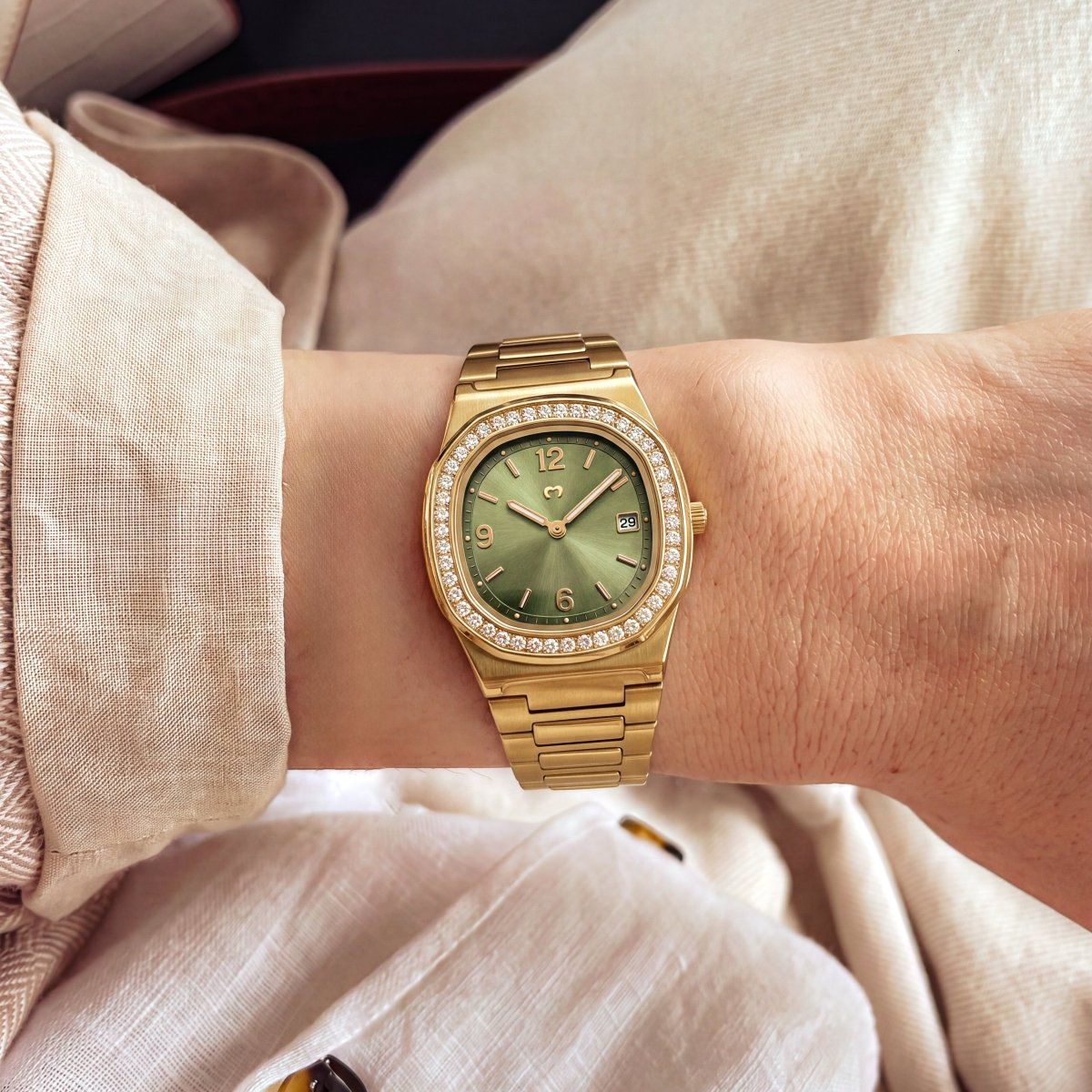 Reloj Prestige ~ Gold-Satin Green - LePetiteMarie