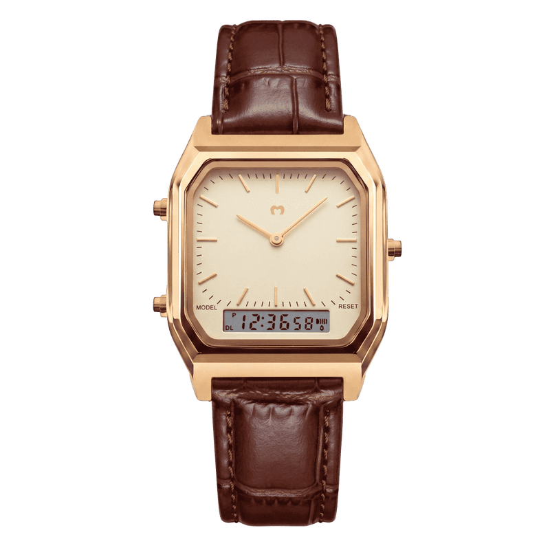 Reloj Vintage Retro CUERO ~ Gold-Brown