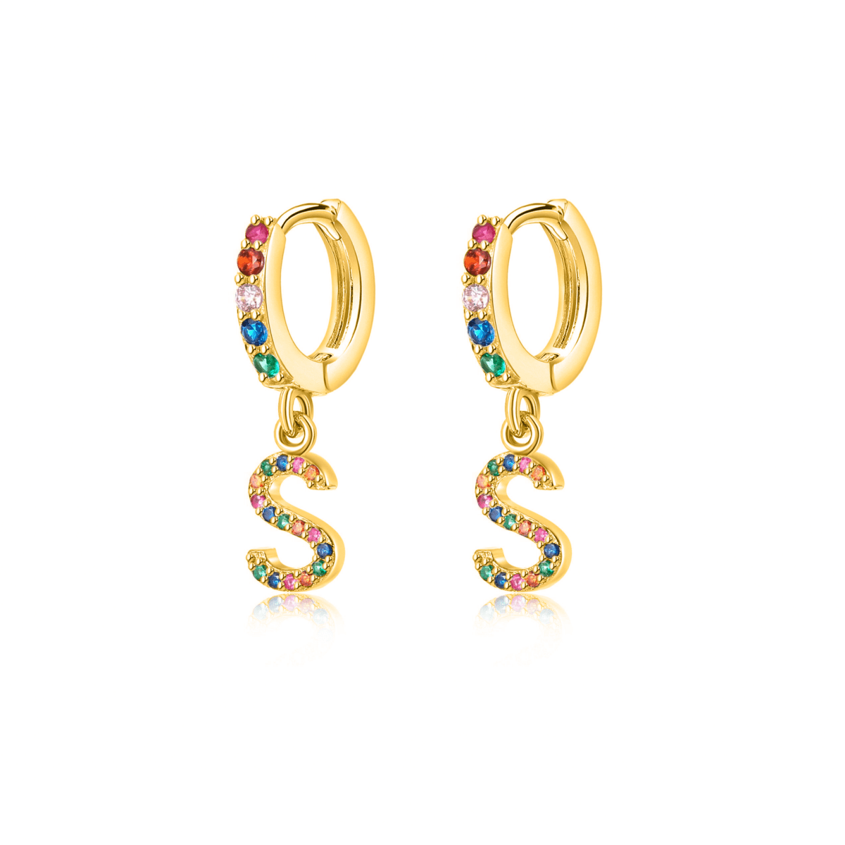 Pendientes Inicial Rainbow - Hoops - LePetiteMarie