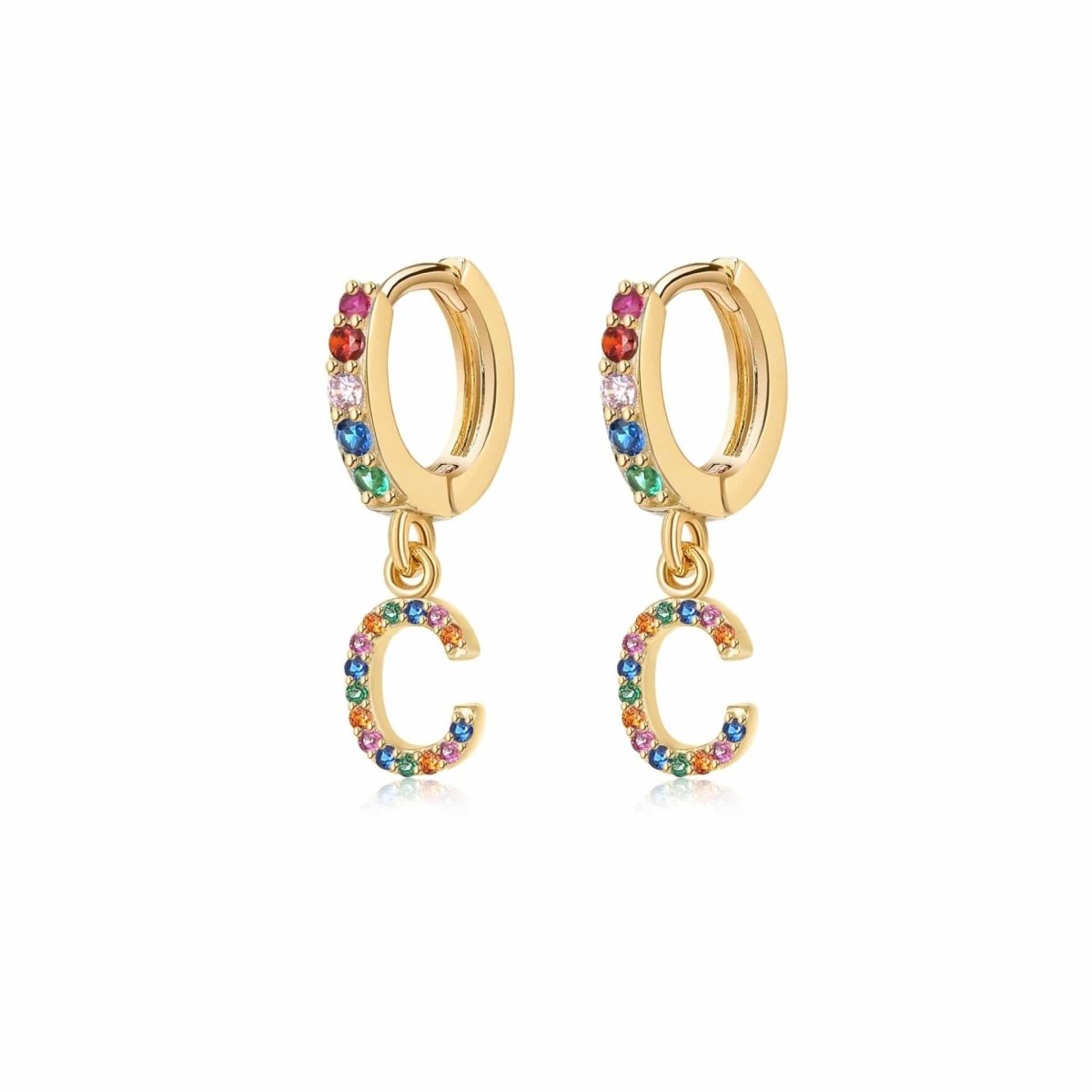 Pendientes Inicial Rainbow - Hoops - LePetiteMarie
